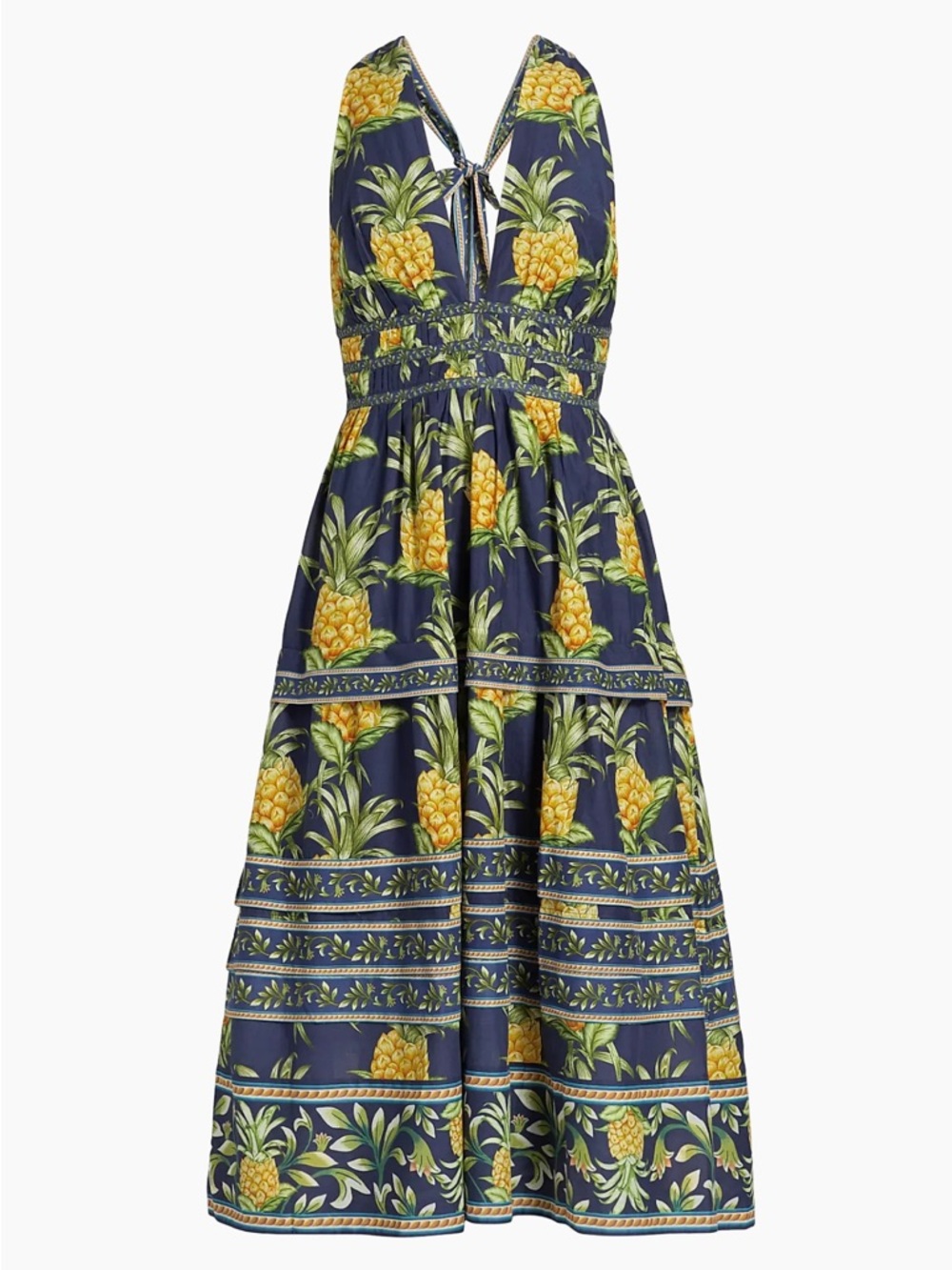 FARM Rio Delicate Pineapple Halter Midi Dress Size Large NWT - Picture 6 of 16